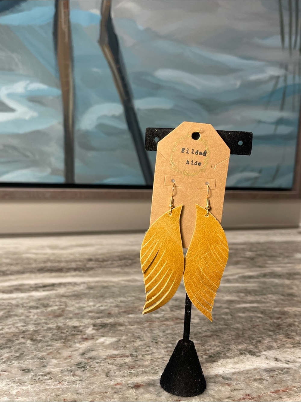Leather Leaf Fringe Drop Earrings